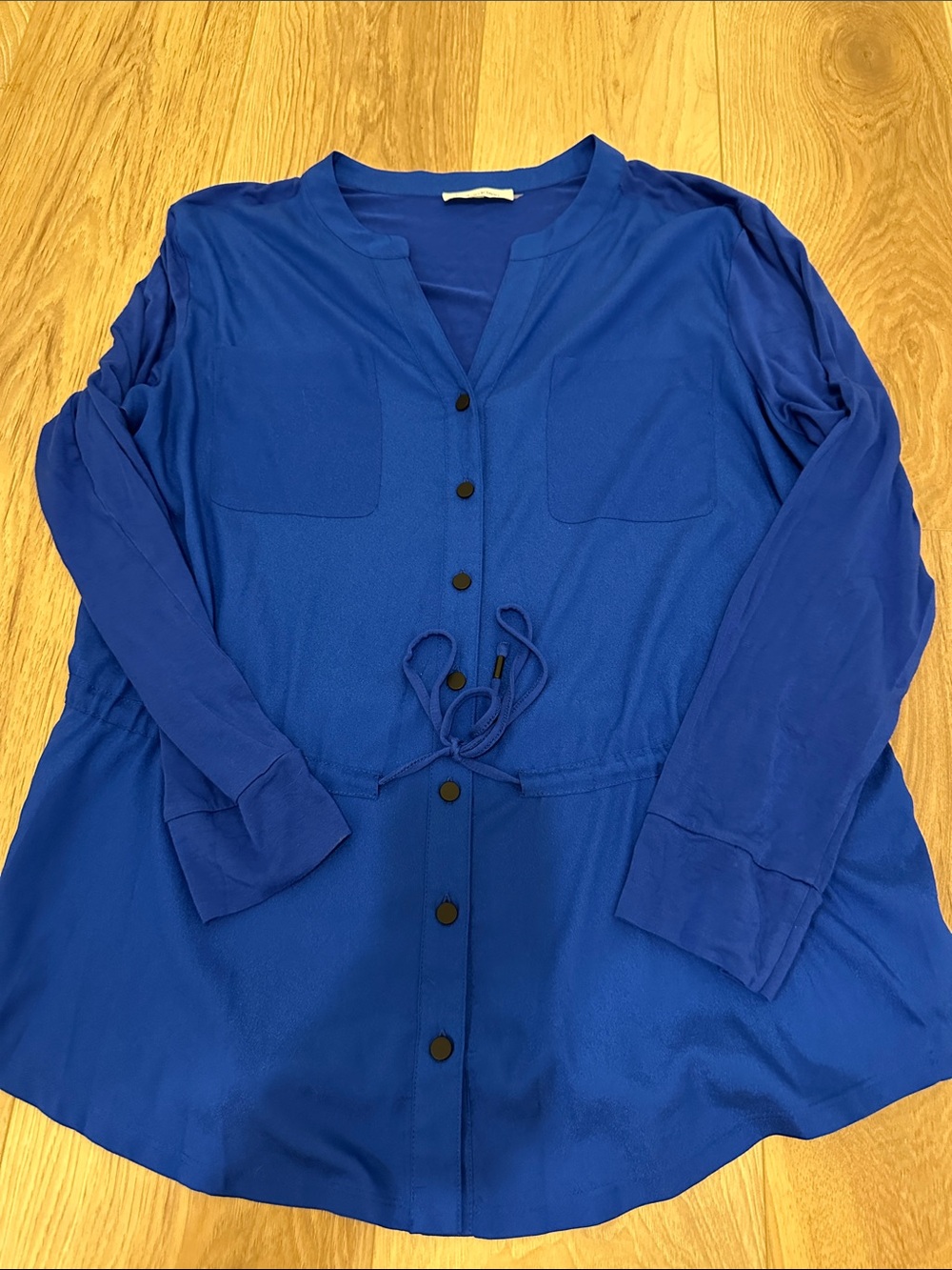 Calvin Klein Royal Blue Button-Front Drawstring Shirt/Tunic